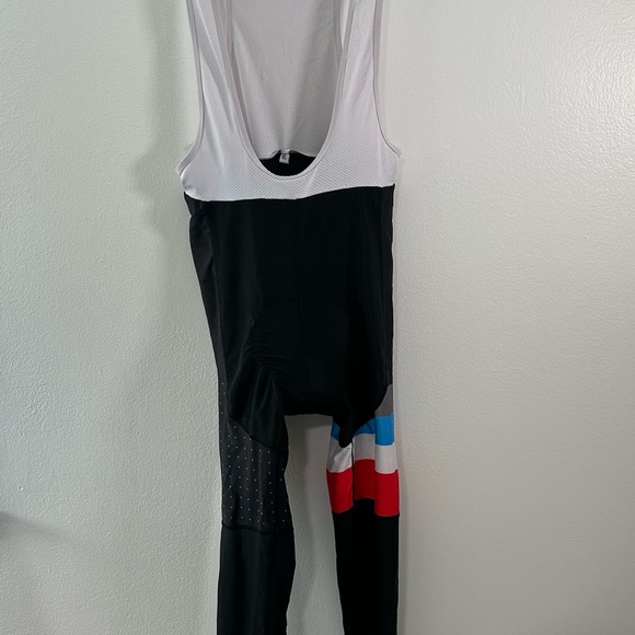 Men’s Cycling Jersey Bib Tights Set Long Sleeve Red Black Blue Padded XL - Picture 8 of 12